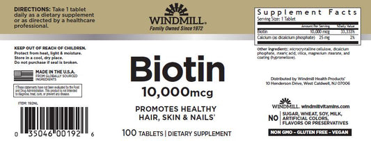 Biotina 10,000mcg 100tbs