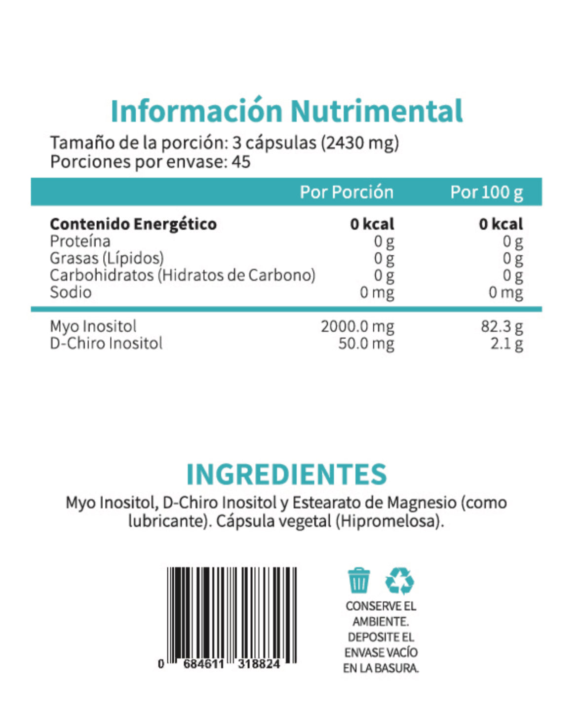 🌸 Myo & D-Chiro Inositol Premium – 135 cápsulas